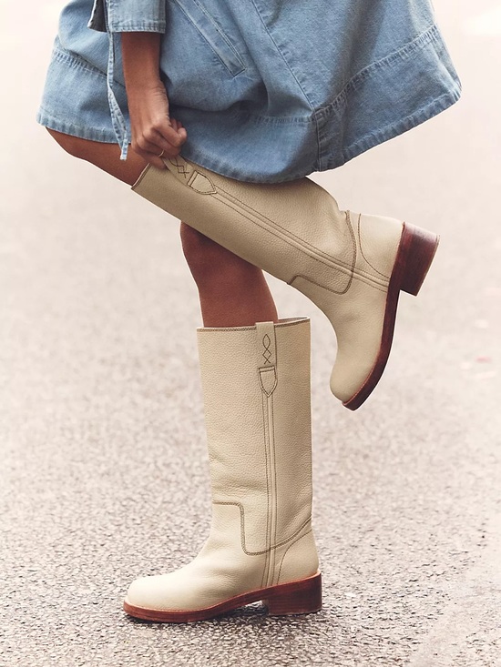 Free People Shoes - New Free People Blaze Pull On Leather Boots Parchment